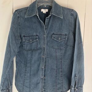 LOFT Lightweight Denim Shirt in Medium Blue